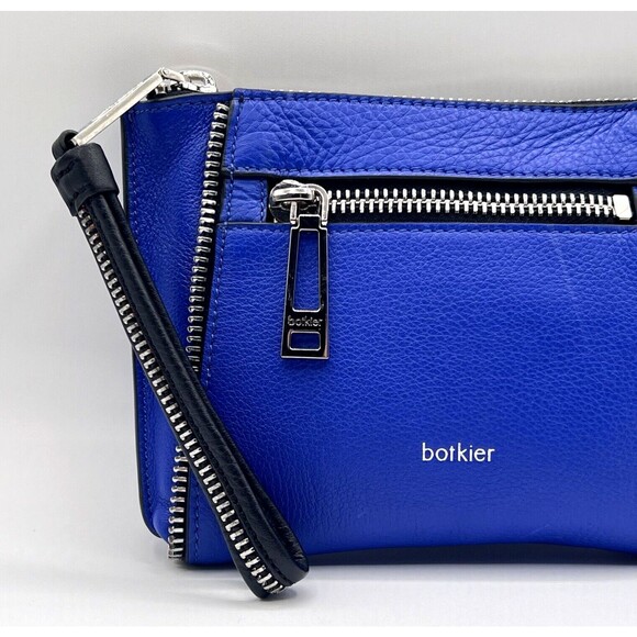 BOTKIER NEW YORK Soho Clutch Pebbled Leather Wristlet Zipper Electric Blue NEW - Picture 5 of 12